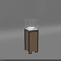 Brown Retail Display Cabinet Shelf With Transparent Glass Cover And Solid Base 3d model