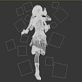 Playful Game And Movie Character In Striped Top White Skirt With Floating Cakes Hats Bows
