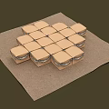 Small Square Boxes With Silver Edges Neatly Arranged On Brown Paper 3d model