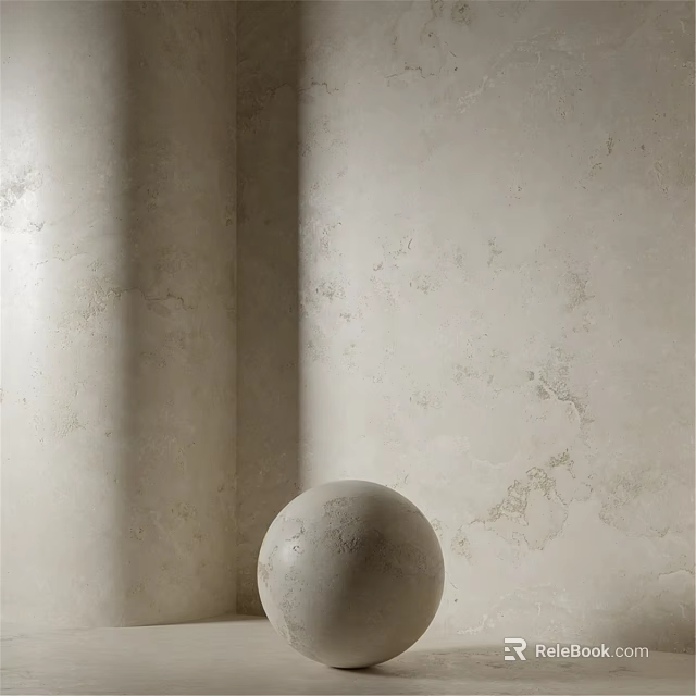 Beige Textured Wall Corner Featuring Spherical Decorative Component 3d model 