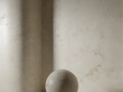 Beige Textured Wall Corner Featuring Spherical Decorative Component 3d model