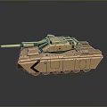 3D Rendered Tan Colored Military Tank With Cannon Turret Armor Details And Dark Background Reflection
