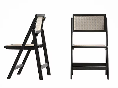 Modern Dining Chairs With Black Frame And Woven Backrest Seat Design 3d model