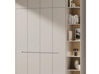 Modern Light Colored Decorative Cabinet With Sleek Doors And Open Shelves For Books Decor 3d model