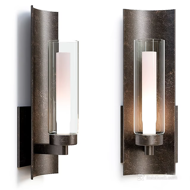 Modern Wall Sconces With Metal Frame And Glass Shade For Interior Lighting 3d model 