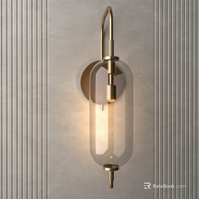 Modern Wall Light With Clear Glass Shade And Metal Frame Warm Lighting For Interior Decoration 3d model 