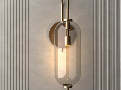 Modern Wall Light With Clear Glass Shade And Metal Frame Warm Lighting For Interior Decoration 3d model
