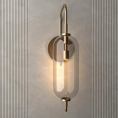 Modern Wall Light With Clear Glass Shade And Metal Frame Warm Lighting For Interior Decoration 3d model