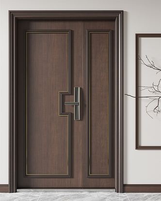 New Chinese style door 3d model