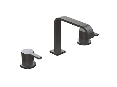 Modern Black Two Handle Faucet with Sleek Design and Elegant Finish 3d model