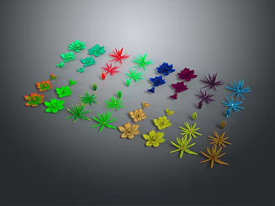 Vibrant Cartoon Style Scene With Colorful Flowers Arranged in an Arc Shape 3d model
