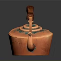 Copper Kettle With Wooden Handle And Bird Shaped Spout Blue Decorative Patterns
