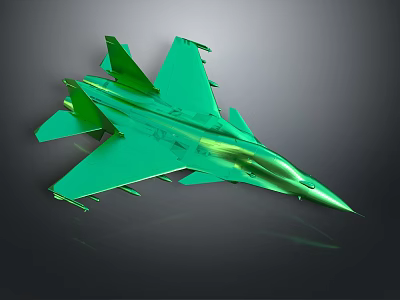 Shiny Green Fighter Jet Model With Sleek Design And Reflective Surface 3d model