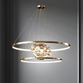 Modern Double Golden Ring Chandelier With Crystal Decoration For Home Interior