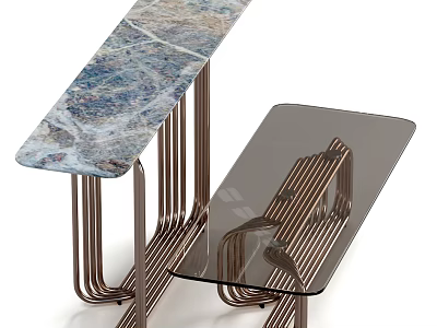 Modern Coffee Table With Glass Top And Metal Frame Contemporary Design 3d model