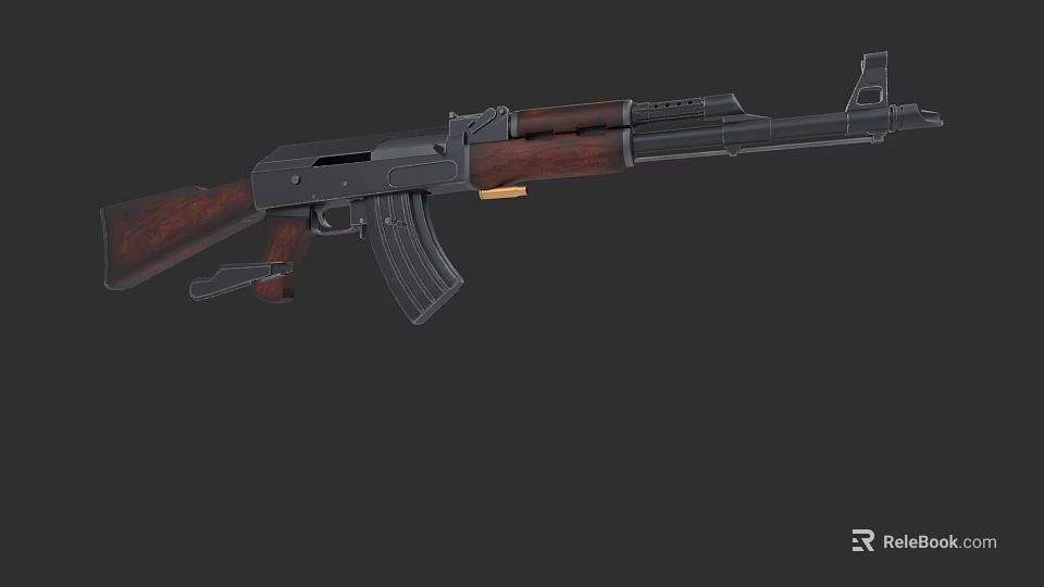 Classic Vintage Rifle With Wooden Stock And Metal Barrel Magazine And Trigger Details 3d model 