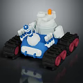 Electric Toy Robot Blue White with Tracks Orange Top Red Wheels for Kids Play