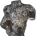 Humanoid Shaped Abstract Floor Lamp with Metal Mesh Design and Warm Light Glow