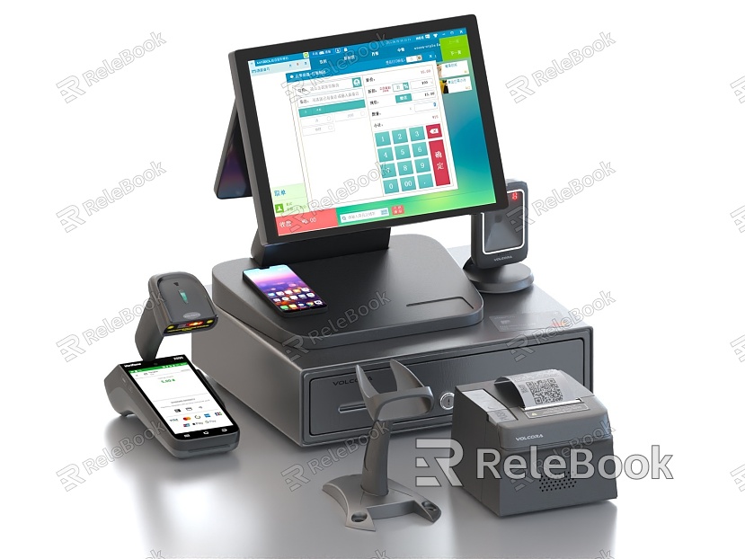 Cash register, cash register, checkout machine, bill machine, credit card machine, code scanning gun, code scanning machine model