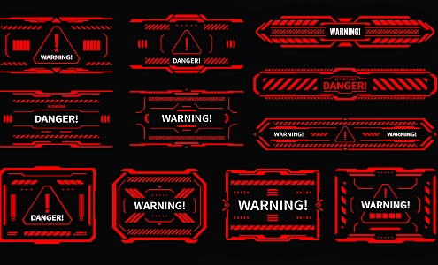 Sci-tech elements Sci-tech circuit alarm interface Sci-tech circuit danger prompt interface 3d model