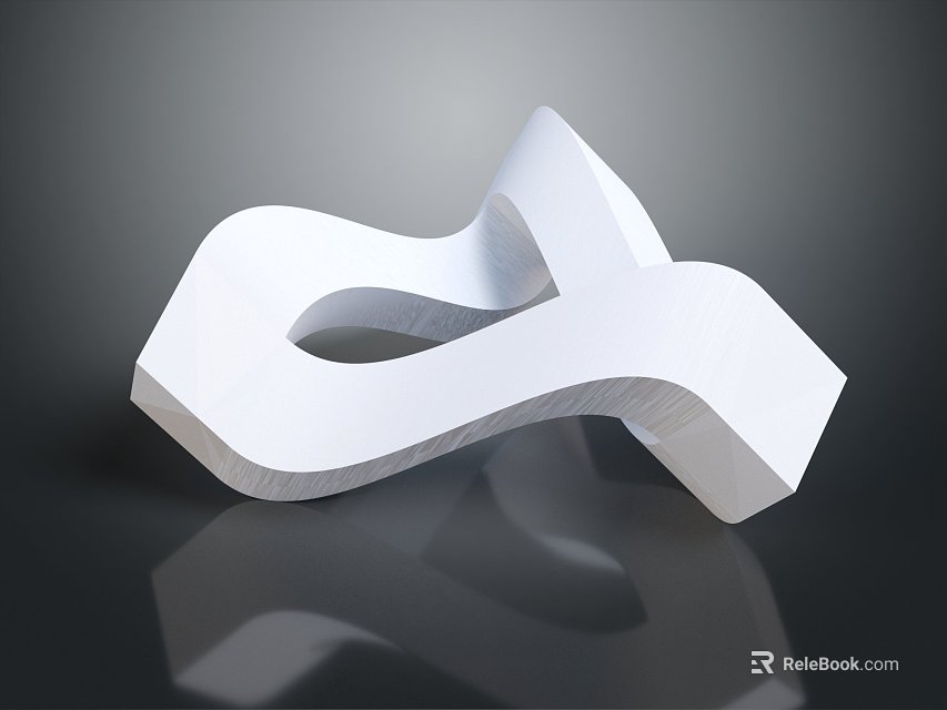 White Abstract Sculptural Artwork With Geometric Shapes Smooth Curves And Dark Background Reflection 3d model 