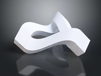 White Abstract Sculptural Artwork With Geometric Shapes Smooth Curves And Dark Background Reflection 3d model