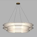 Modern White Circular Chandelier with Soft Fabric Layers and Elegant Hanging Design