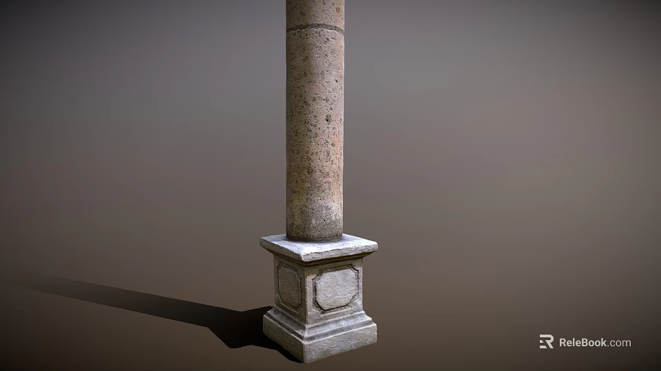 Elegant Stone Column With Decorative Square Base And Textured Surface Design 3d model 