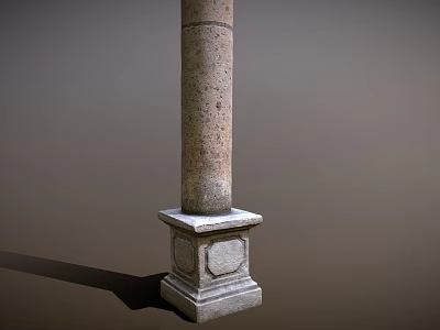 Elegant Stone Column With Decorative Square Base And Textured Surface Design 3d model
