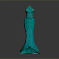Teal Mermaid Style Dress With Fitted Silhouette And Textured Pattern