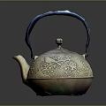 Decorative Patterned Teapot with Blue Handle Daily Use Electrical Appliance Elegant Home Kitchen Design