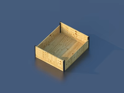 Wooden Square Storage Box With Black Borders Simple And Practical Design For Household Organizing 3d model
