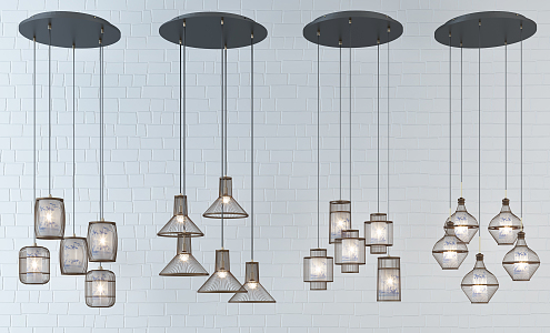 New Chinese Chandelier Fashion Simple Metal Chandelier Combination 3d model