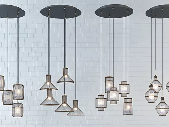 New Chinese Chandelier Fashion Simple Metal Chandelier Combination 3d model