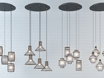 New Chinese Chandelier Fashion Simple Metal Chandelier Combination 3d model