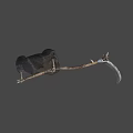 Game Movie Character Skeleton In Hooded Cloak With Bloodied Spear And Chains
