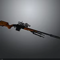 Tactical Rifle With Red Stock Black Barrel Mounted Scope And Detachable Magazine