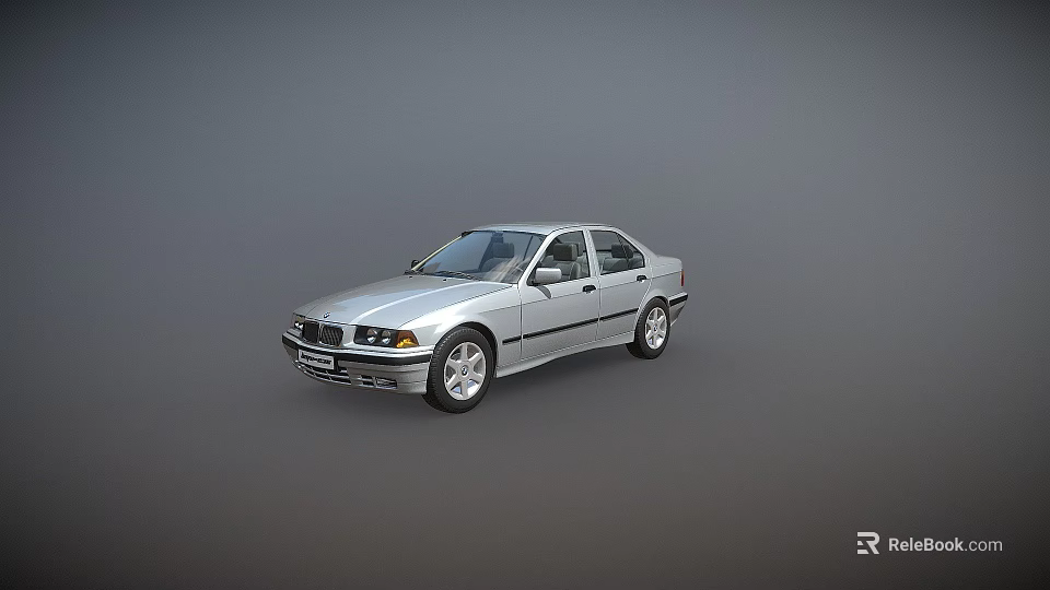 Silver Four Door Sedan Car With Classic Design And Sleek Body Lines 3d model 