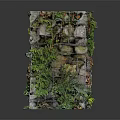 Vines Covering Stone Vertical Structure With Lush Green Plants And Natural Decorative Design