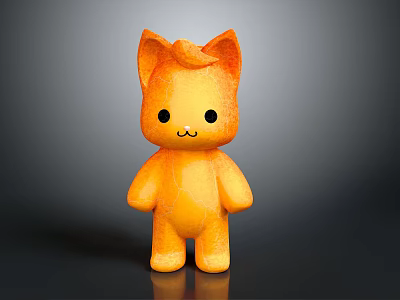 Cute Orange Cat Shaped Doll With Big Ears Round Face And Black Eyes 3d model