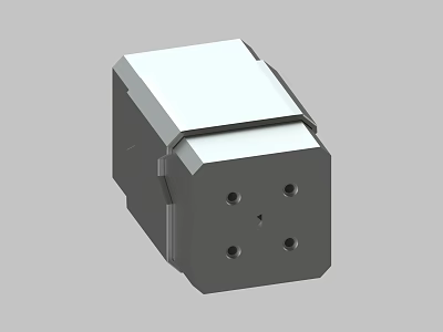 Cubic Mechanical Component With White Top Gray Base And Four Holes Design 3d model