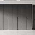 Modern Gray Minimalist Built-in Wardrobe Design With Linear Handles And Smooth Surface 3d model