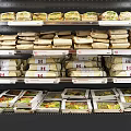 Retail Display Shelves Stocked with Organized Prepackaged Food Items Sandwiches and Meals