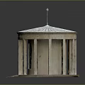 Architectural Classical Dome Building With Columns And Door On Circular Base