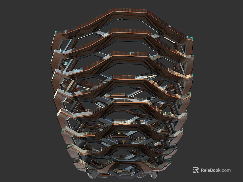 Creative Multi layered Honeycomb Garden Ornament With Vertical Plant Shelves And Green Tiers 3d model 