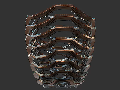 Creative Multi layered Honeycomb Garden Ornament With Vertical Plant Shelves And Green Tiers 3d model