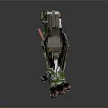 Mechanical Creature Design With Green Metallic Body Red Lights And Claw Structure