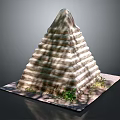Ancient Step Pyramid Architecture With Stone Blocks And Plants At Base