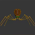 3D Designed Spider Model With Orange Yellow Body Green Eyes And Long Thin Legs