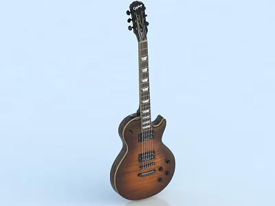 Elegant Wooden Electric Guitar Musical Instrument With Intricate Details And Polished Surface 3d model